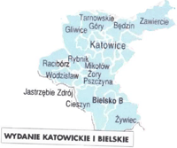 wydanie katowicko-bielskie Gazety Wyborczej - mapa zasięgu